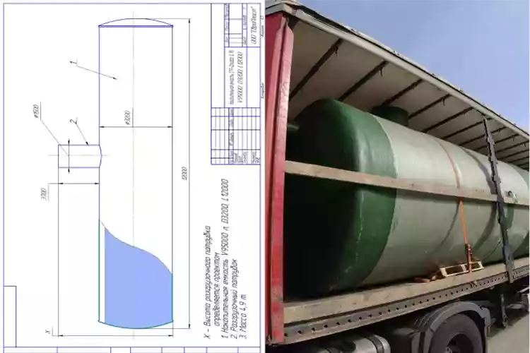 Горизонтальный пожарный резервуар из стеклопластика